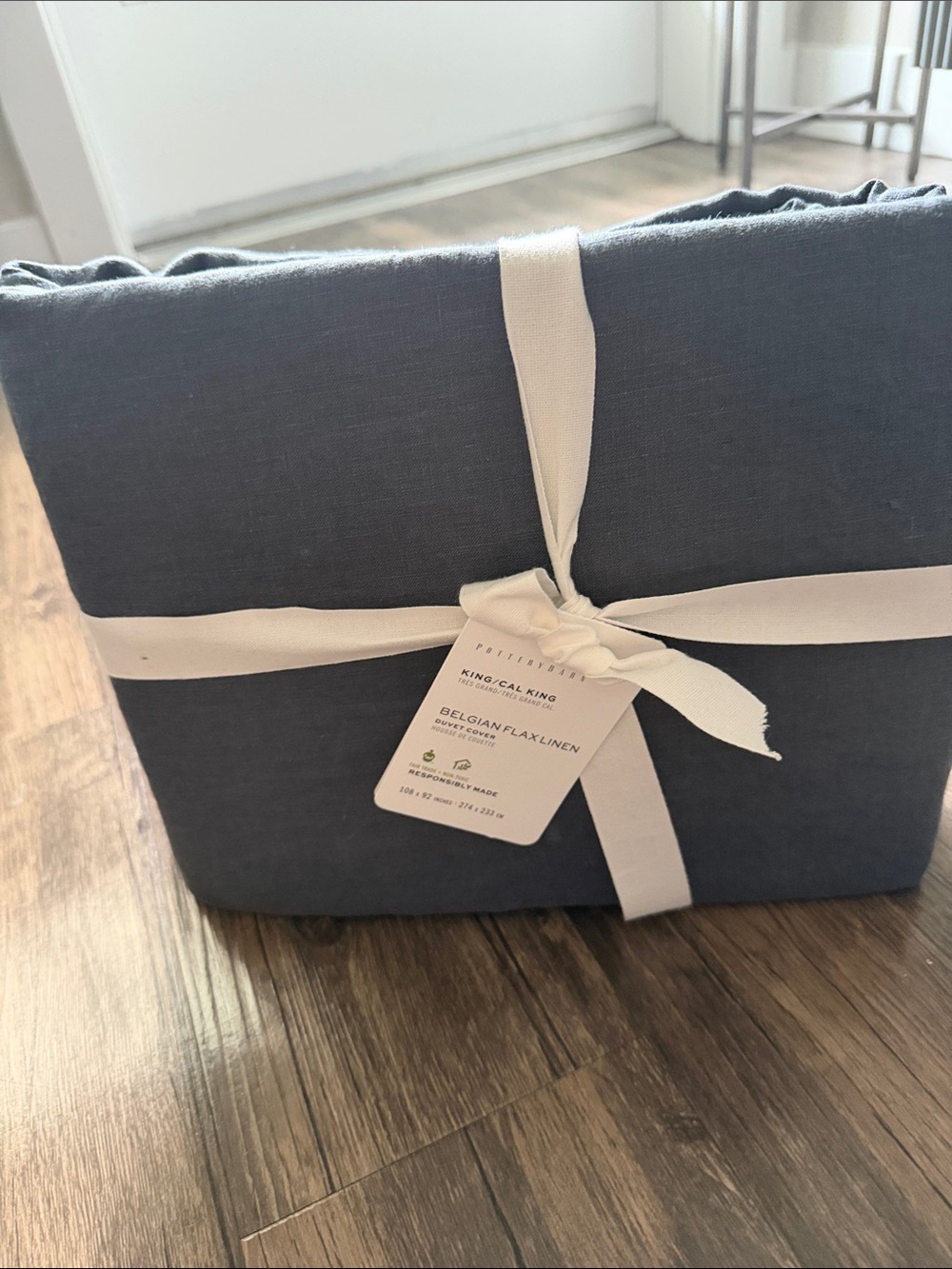 Pottery Barn Belgian Flax Linen Duvet Cover in Charcoal Gray